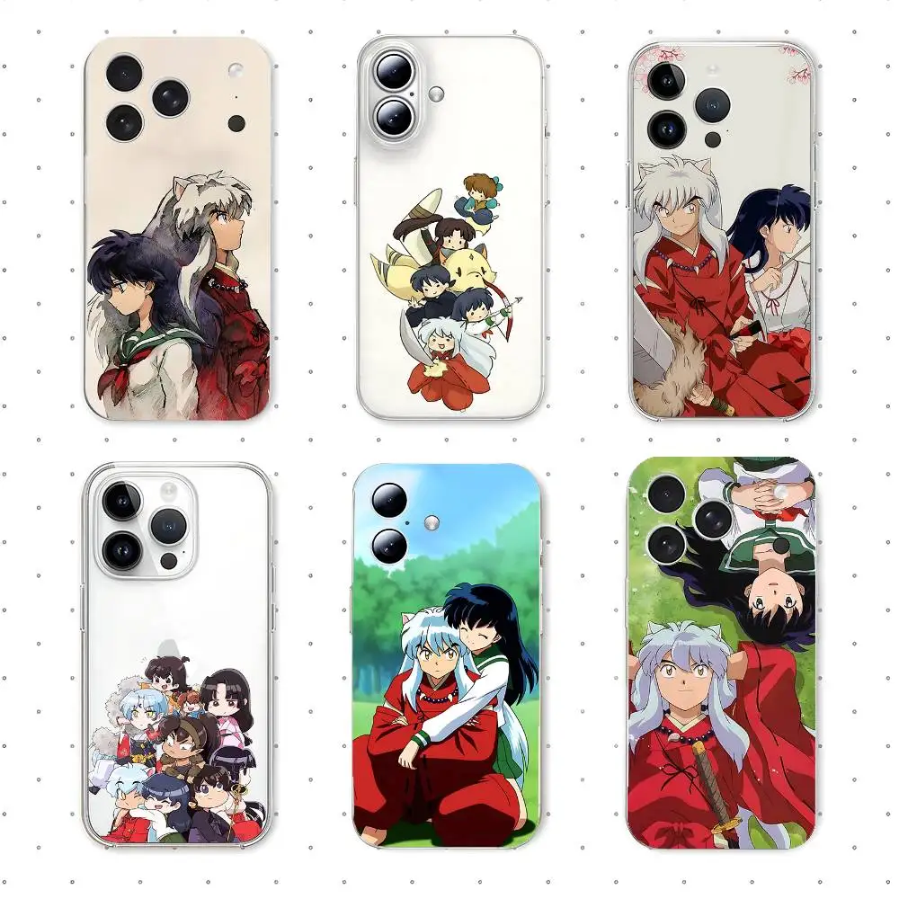 Amine i-inuyasha funda de teléfono transparente para IPhone 17 16 Pro Max 15 14 13 12 11 funda protectora a prueba de golpes