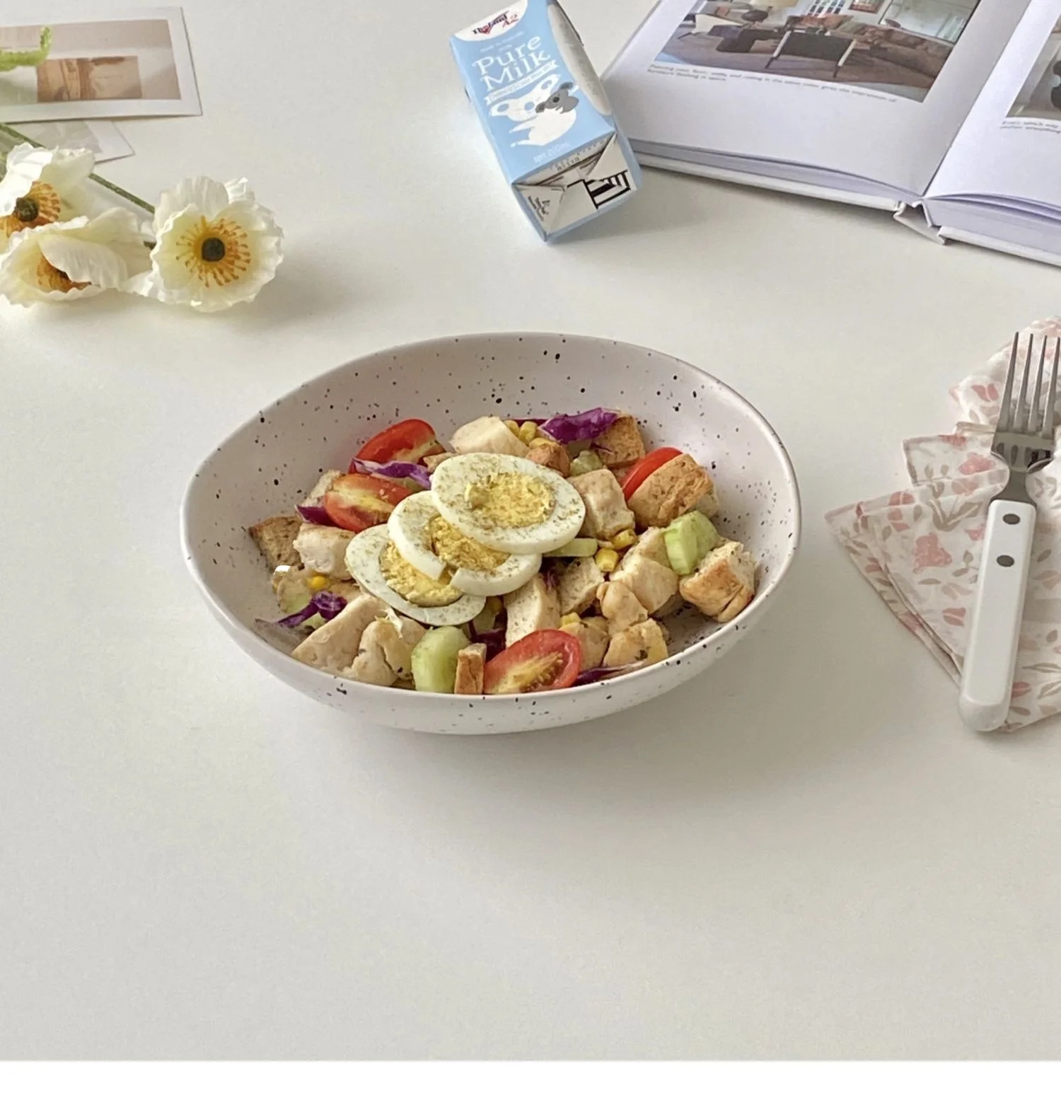 Elegant Ceramic Bowl Modern European Style Simple Ink Splashed Design Dining Utensils Small Bowl for Salad And Soup