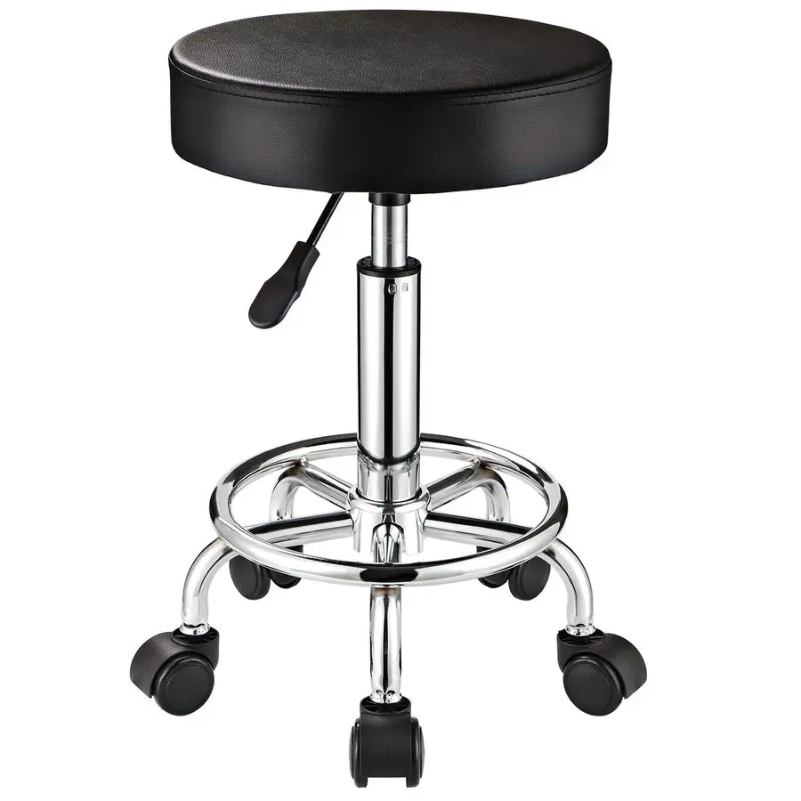 

Stool With Wheels Round Rolling Stool For Spa Salon Massage Office Chair Black