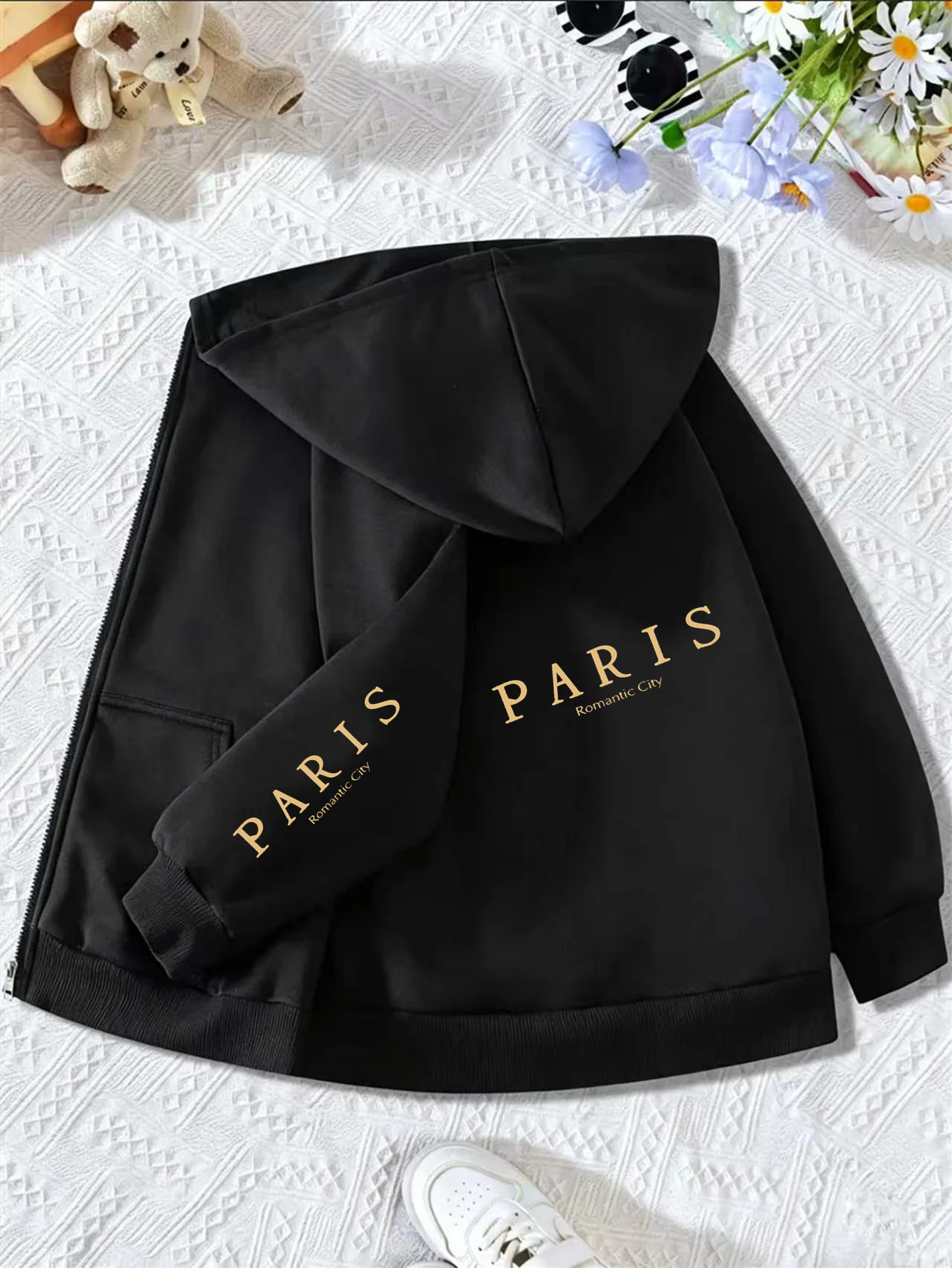 Boys' and Girls' Spring/Autumn/Winter Zip-Up Hoodie with 