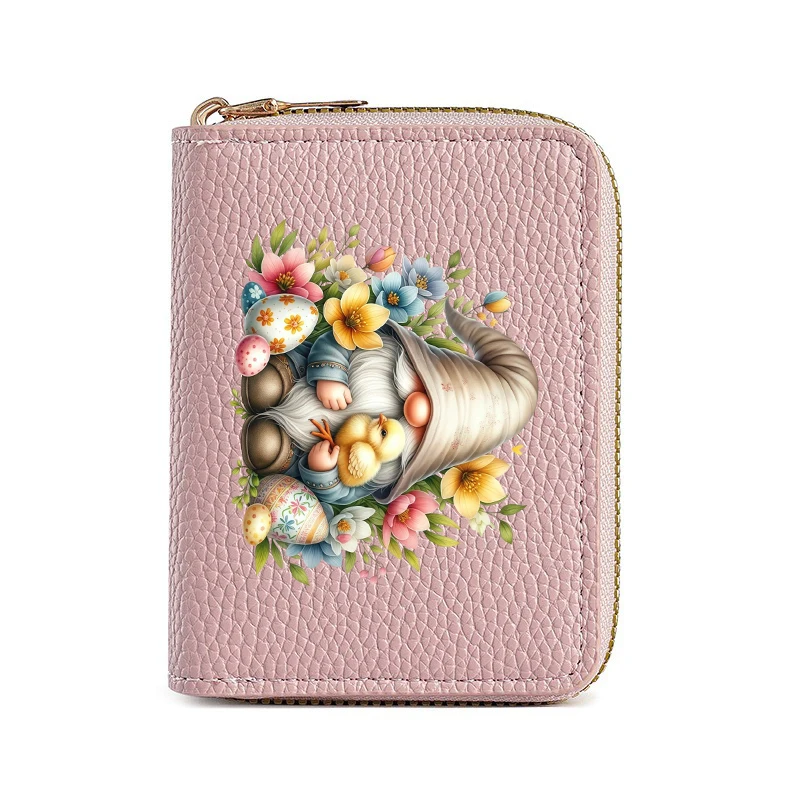 Gnome Featuring a Dwarfs Double Zipper Wallet Lychee Pattern Fashion Short Credit Card Holder with Large Capacity Coin Purse – Detail 7