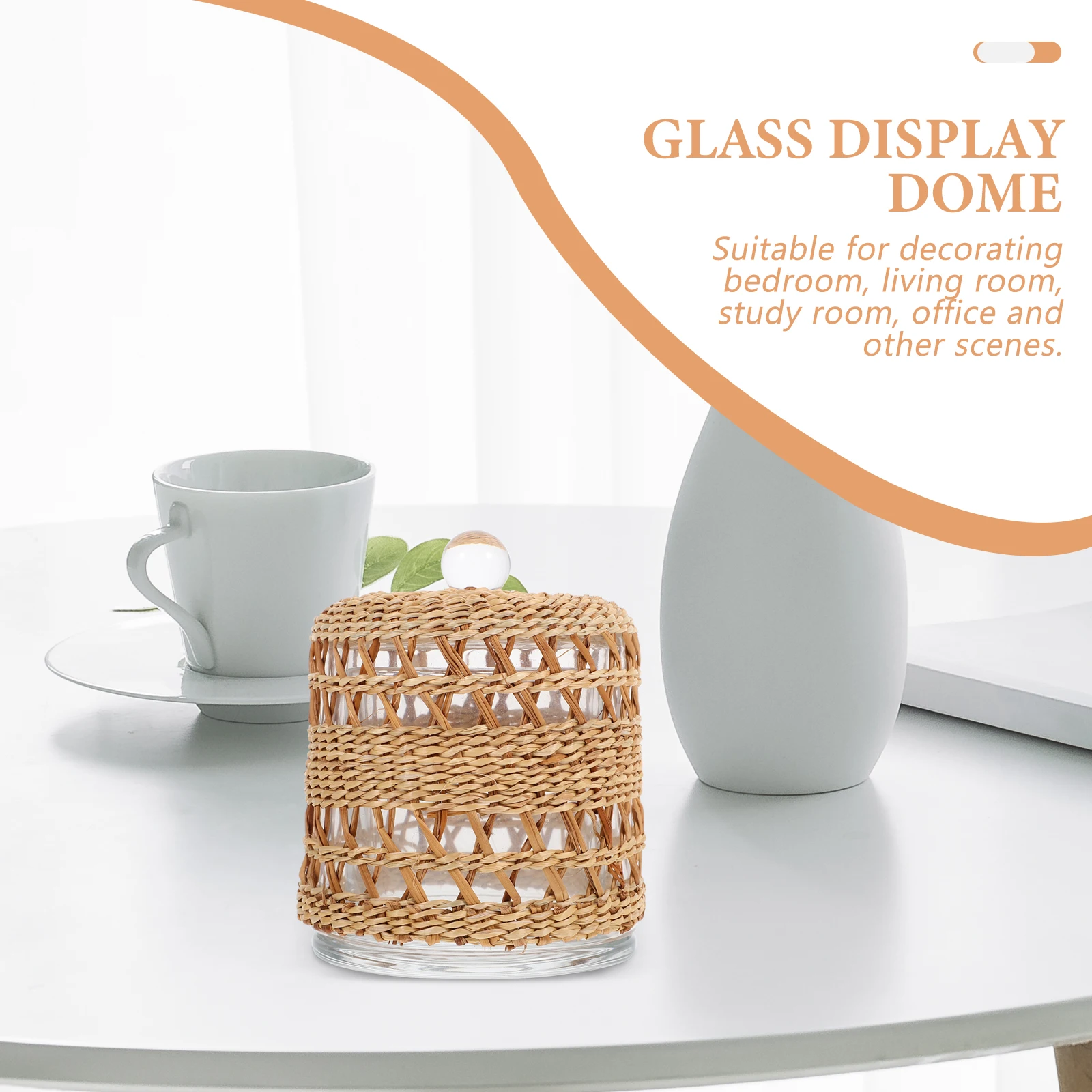

Aromatherapy Glass Cover Decorative Shades Display Dome Rattan Wrapped Vintage Holders Glass Cloche Reusable Transparent