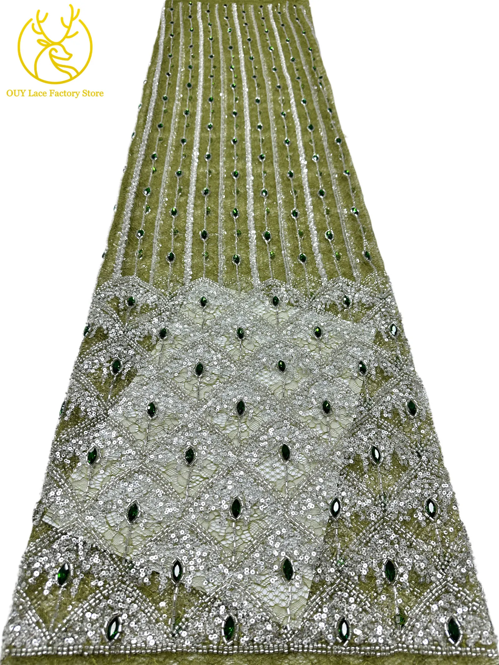 Hochwertiger Österreichischer Diamant-Stein-Spitzenstoff 2026 Afrikanischer Perlen-Pailletten-Spitzenstoff Nigerianische Spitze für Brautkleider und Hochzeitskleider – Detail 21
