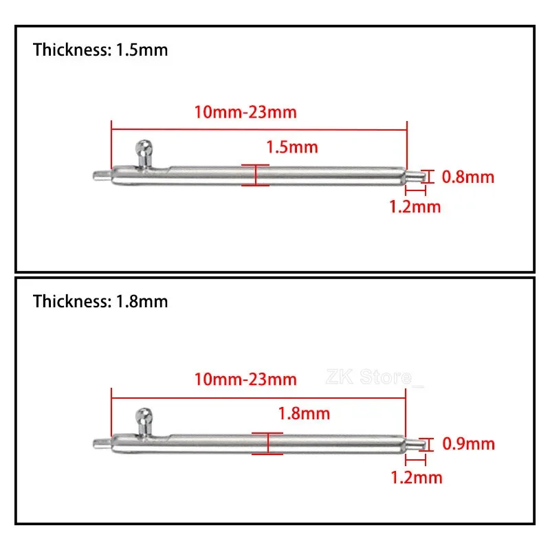 20pcs Quick Release Pins 1.5 1.8mm Diameter Watchband Spring Bar for Smart Watch 18mm 20mm 22mm Watch Straps Clasps Accessories