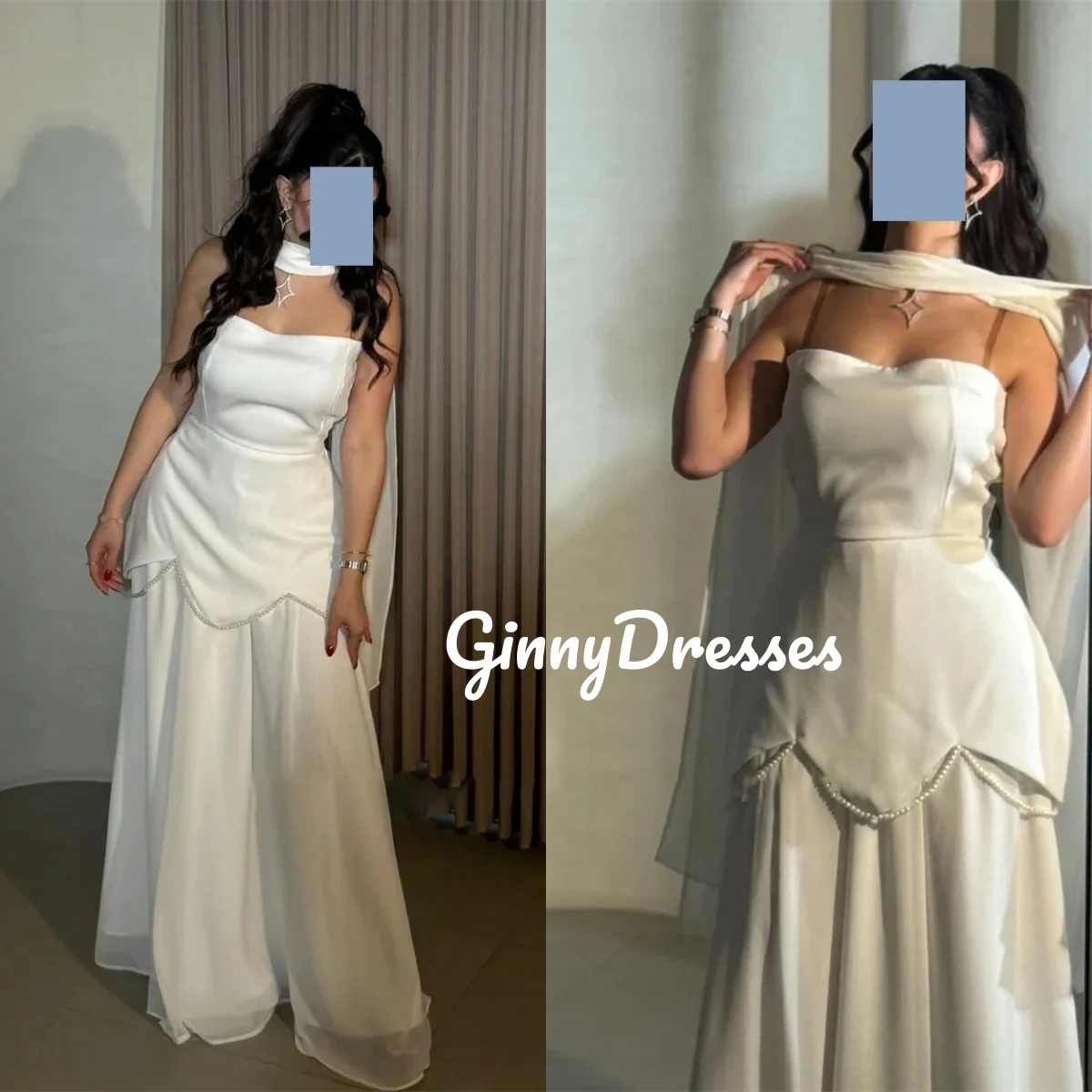 

Белое платье для выпускного вечера, роскошное шифоновое платье трапециевидной формы длиной до пола, без бретелек, свадебное платье на молнии с рюшами, элегантные платья для женщин