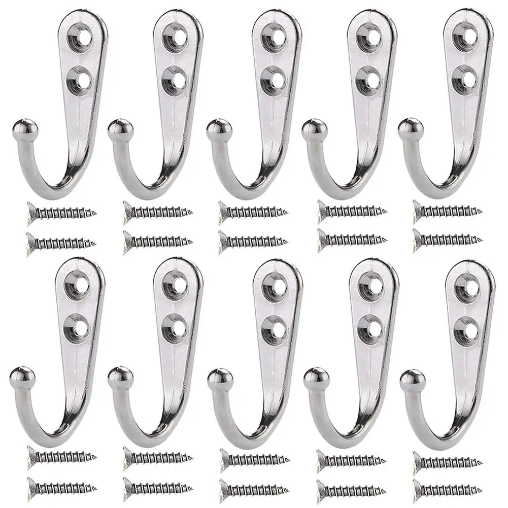 10PCS Small Antique Hook Hanger Bending Hook Horn Lock Hook Robe Coat Hat Clothes Towel With Screw Support Storage Rack