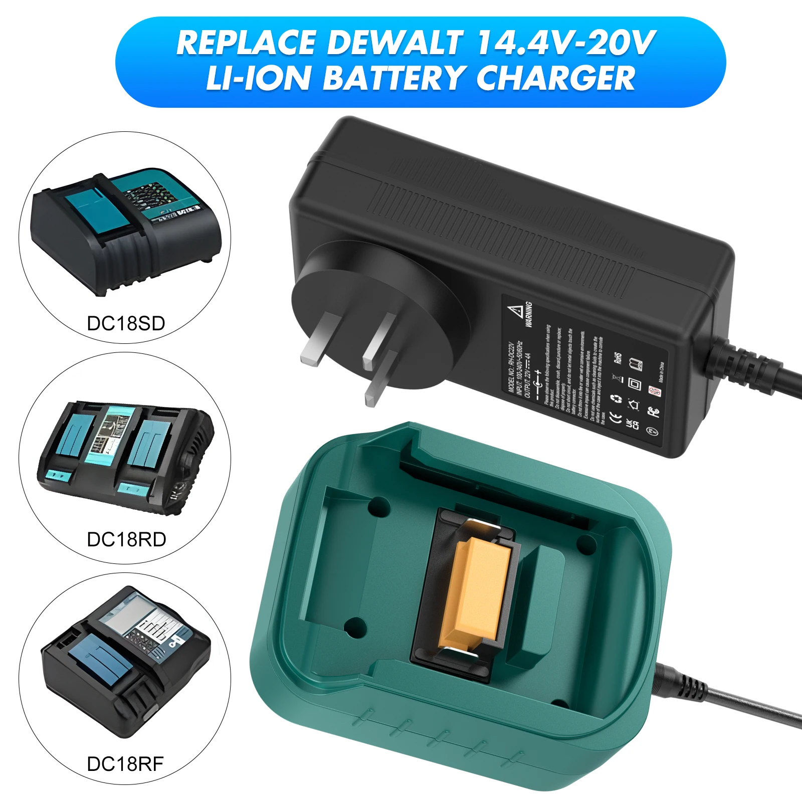 For Makita BL1830 Battery Charger 4A 14.4V-18V Li-ion Battery Compatible with BL1840 BL1850 BL1860 BL1820 BL1815 Split Charger