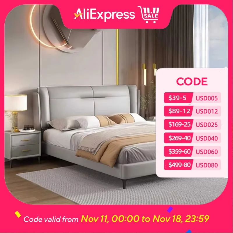 

High End Master Double Bed Designer King Size Castle Luxury Twin Bed Frame Aesthetic Shelves Modern Cama De Casal Furniture