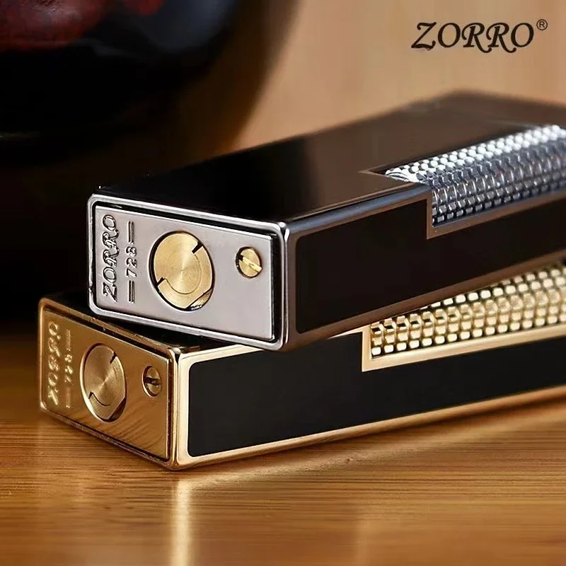 ZORRO Narrow Edition Resin Process Kerosene Lighter Mechanical Assisted Cover Opening Side Sliding Ignition High Grade Gadgets