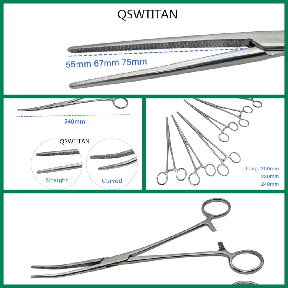 잠금 클램프 지혈용 겸자 1개 스테인리스 스틸 곡선형 및 직선형 겸자 동맥 겸자 클램프 눈꺼풀 도구