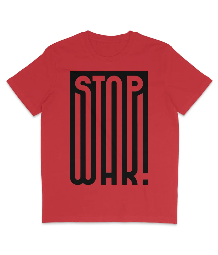 STOP WAR! - Full Print - Organic T-Shirt - Protest - Stencil - Street Art  Tees Cotton Luxury brand vintage oversized