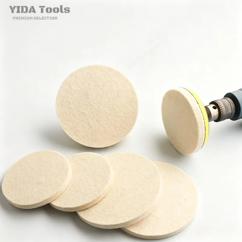 YIDA Self-adhesive Flocked Wool Felt Polishing Disc Round Buffing Pad Angle Grinder Stainless Steel Glass Mirror Polish