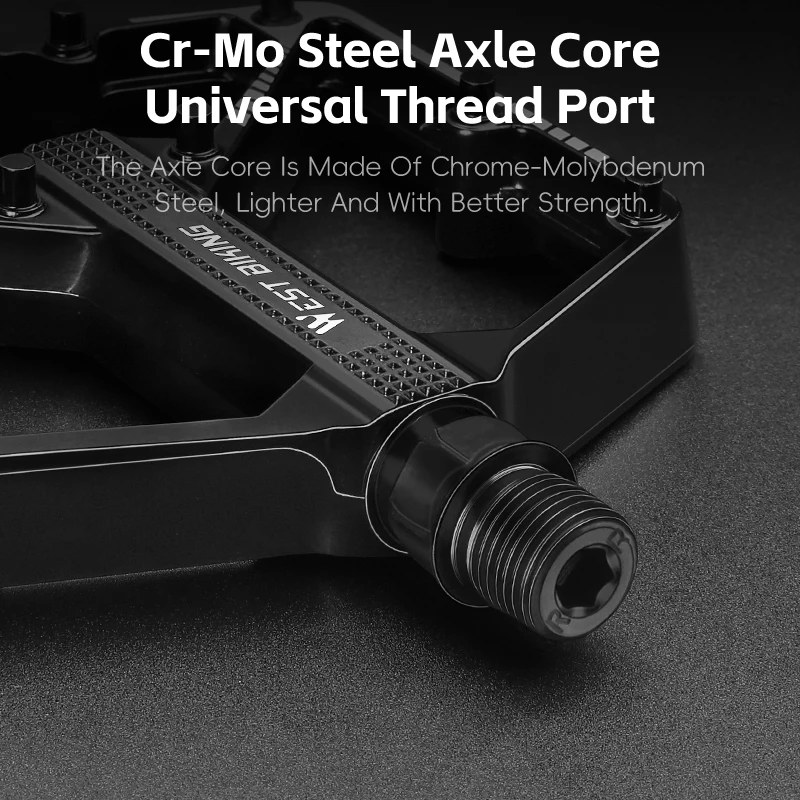 WEST BIKING DU Bearing Bicycle Pedal Widen Anti-slip Cycling Pedal Lightweight Aluminum Alloy MTB Road Bike Pedal Bike Parts