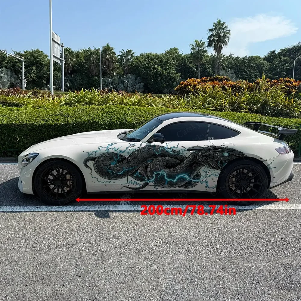 2pcs Lightning Python Car Side Wraps, Self-Adhesive PVC Waterproof & Scratch-Resistant Stickers, Car Accessory Gift