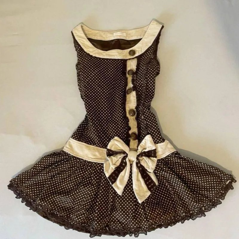 brown sugar vinaigrette dressing Y2K A Line Butterfly Aesthetic Brown Mini Dress main image 0