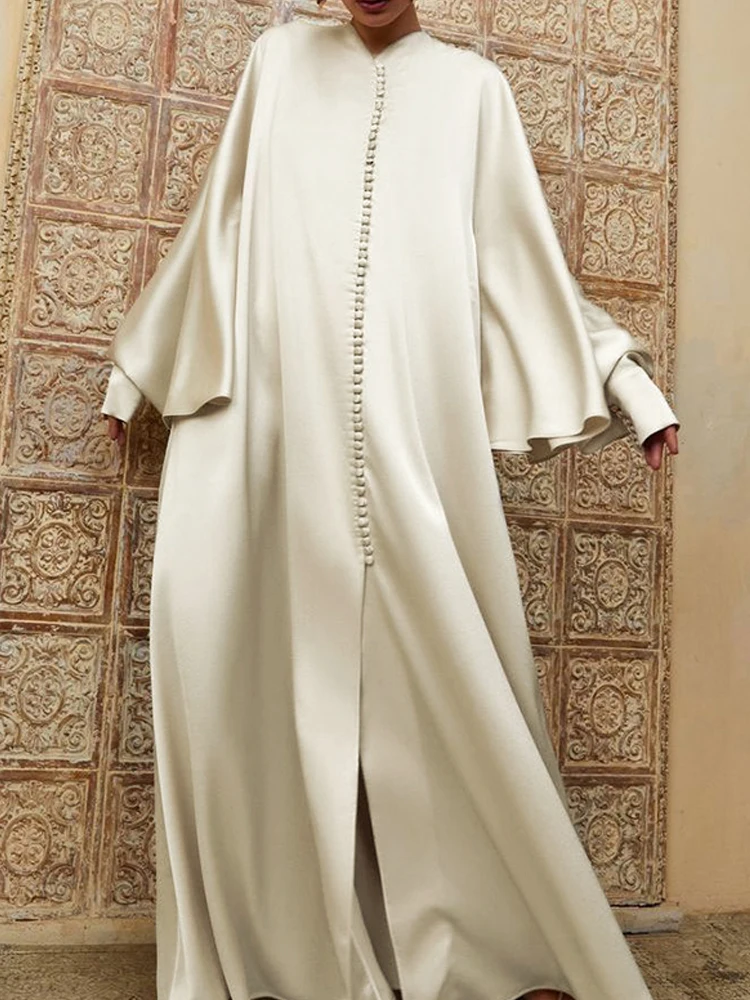 

2025 Spring Summer New Solid Color Batwing Sleeves Long Dress Women's Elegant Party Dress Casual High Street Dresses