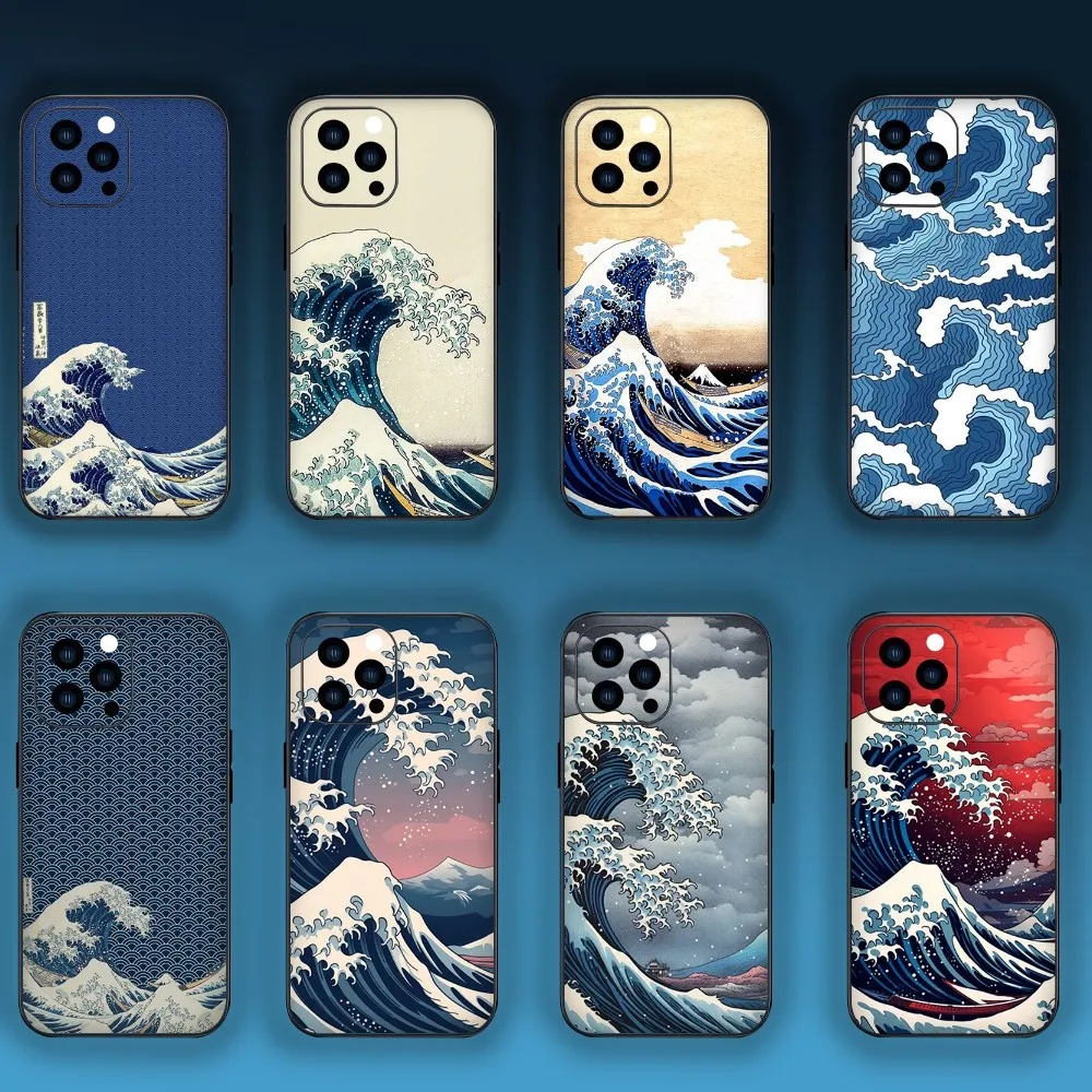 The Great Wave Off Kanagawa Phone Case For Xiaomi 12 11 Pro K40Pro Redmi Note7 8 9 Black Shell