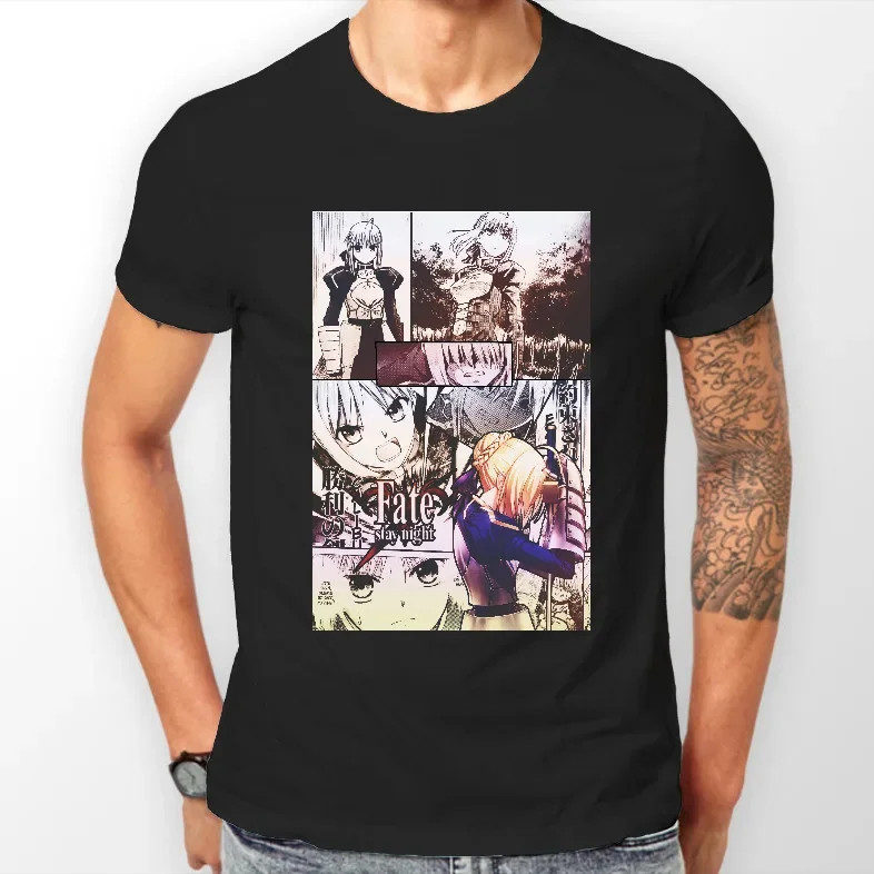 تي شيرت ليلي للبقاء على أنيمي ، تي شيرت بشريط مانغا صابر ، جميع الأحجام