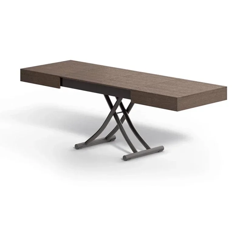 

Retro style lifting coffee table, dining table two-in-one retractable small apartment rectangular eating table