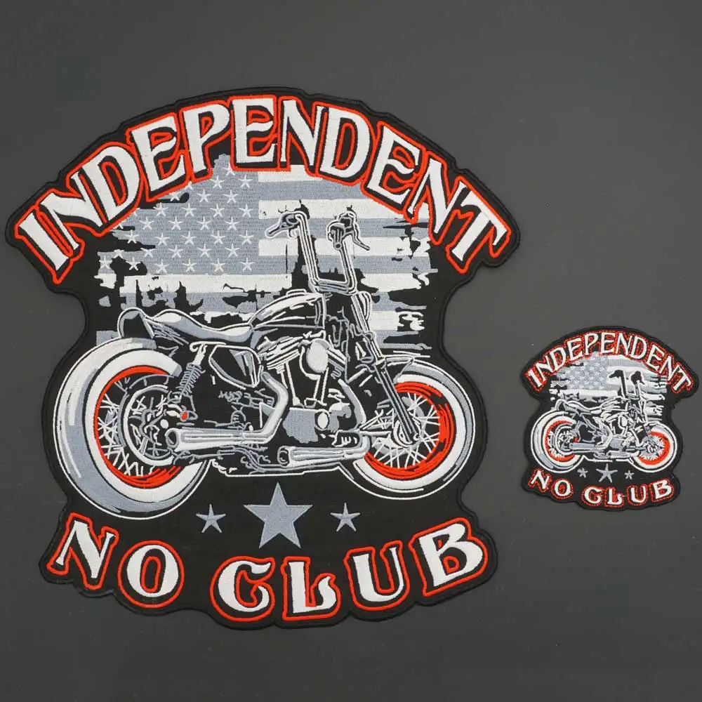 INDEPENDENT NO CLUB Large Embroidery Patch for Jacket Back Vest Motorcycle Club Biker