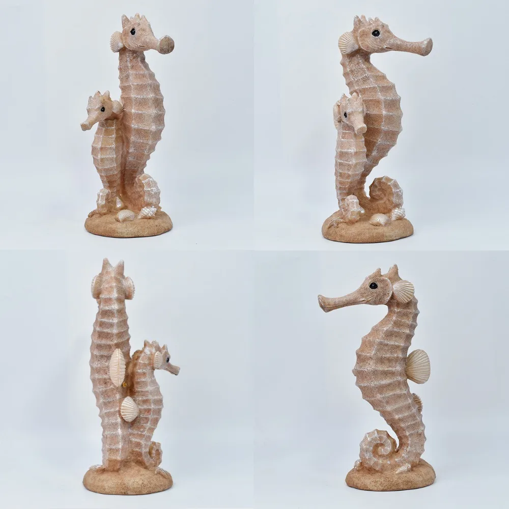 Mediterranean Style Resin Seagull Figurine Handmade Beach Theme Pelican Seahorse Ornament Waterproof Small Sea Bird Statue