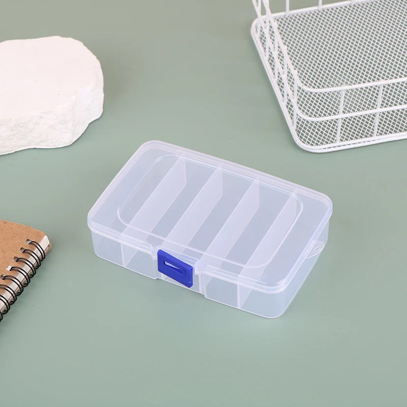 

Clear 5-grid Portable Plastic Hair Clips Jewelry Storage Box Accessories Organizer Household Travel Supplies With Dust Proof