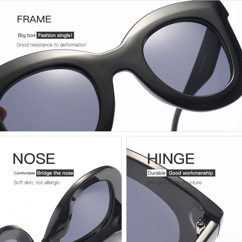 WHO CUTIE Oversized Cat Eye Flat Top Sunglasses Women 2025 Brand Design Gradient Lens Sun Glasses Retro Vintage Shades Lady 393B