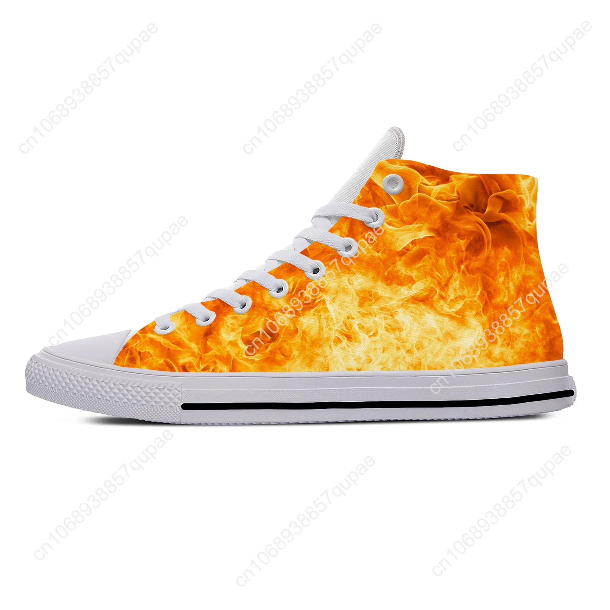 Anime Cartoon Comic Flaming Flame Fire Pattern Casual Cloth Shoes High Top Lightweight Breathable 3D Print Men Women Sneakers - view 5