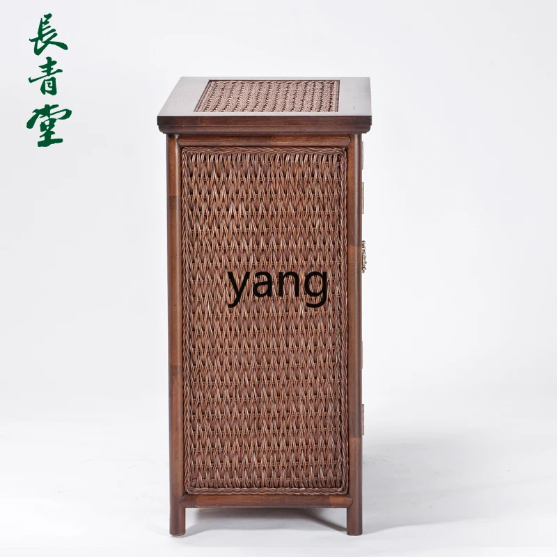 Yjq rattan shoe cabinet household large-capacity solid wood multi-layer locker entry porch storage