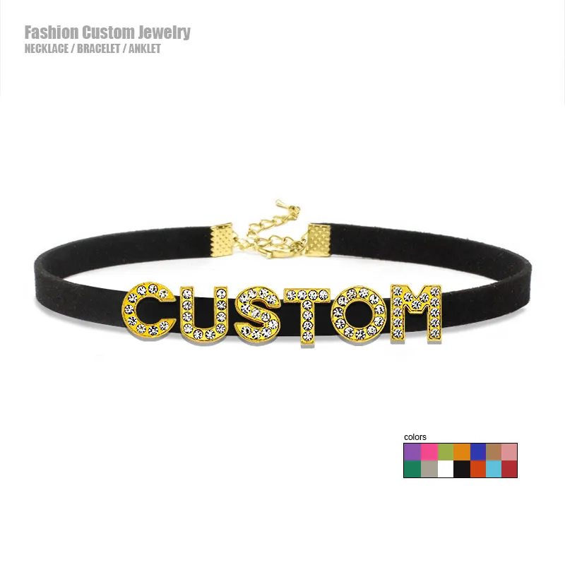 

Fashion Custom Name Necklace Personalized Gold Rhinestone Letter Choker Collar for Women Men Sexy Cosplay Jewelry Birthday Gifts