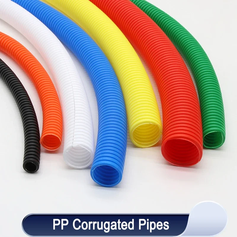 

1/5/10m Corrugated Pipe PP Insulated Plastic Corrugated Hose AD 7.5mm-34.5mm Wire Threading Hose Pipe Protective Sleeve