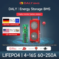 Daly Smart BMS LiFePo4 4S 8S 16S 12V 24V 48V Bilanciatore attivo intelligente Corrente 1A 100A 150A 200A 250A Batteria al litio BMS Storage