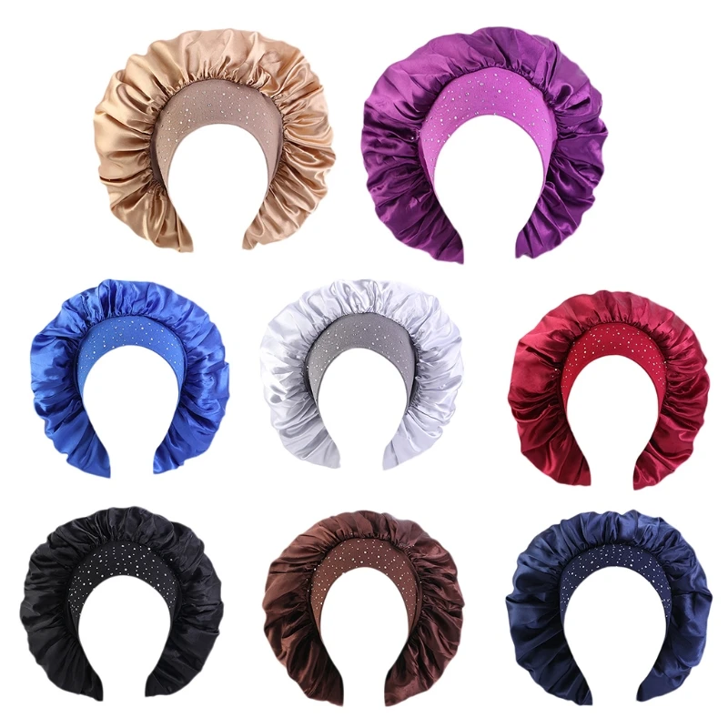 Hair Bonnet for Women Elastic Wide Band Sleep Single Layer Turban Hat N58F