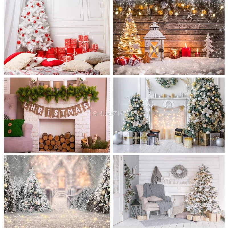 

SHUOZHIKE Christmas Theme Photography Background Snowman Christmas tree Backdrops For Photo Studio Props ZLSY-66