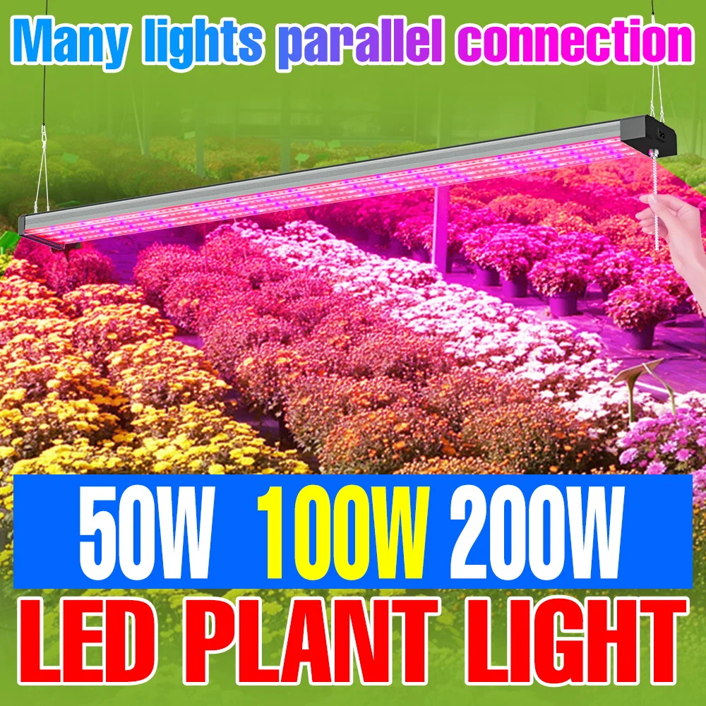 

200W Full Spectrum LED Plant Grow Light UV/IR Indoor Hydroponic Fill Lamp Pull Down Switch Greenhouse Seedls Planting Lights