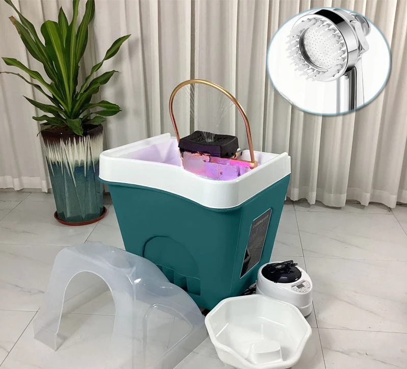 Movable Shampoo Basin Head Therapy Machine Supporting Massage Couch Facial Bed Fumigation Water Circulation Shampoo Machine