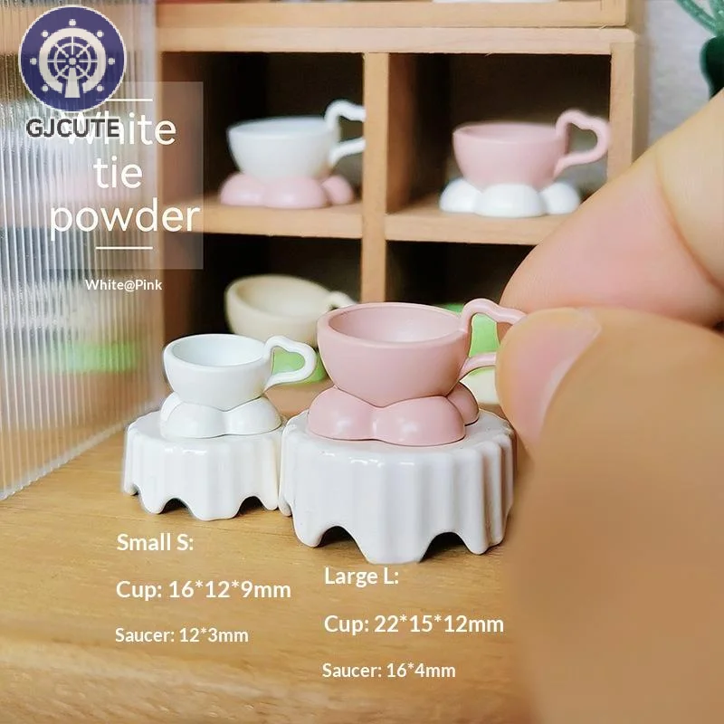 French Mini Coffee Cup And Saucer Kit For Dollhouse Afternoon Tea Scene Decoration 1:12 Scale Miniature Doll Accessories Set