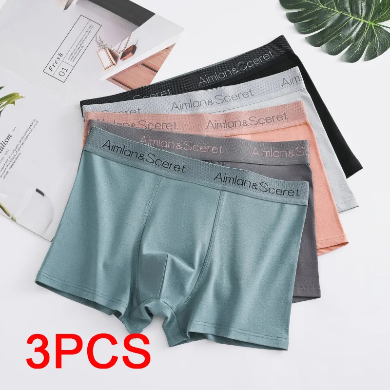 3PCS Fashion Men Underpants Man Cotton Sports Boxer Shorts Soft Men's Panties Plus Size Panties Underwear Gift Luxury Underwears