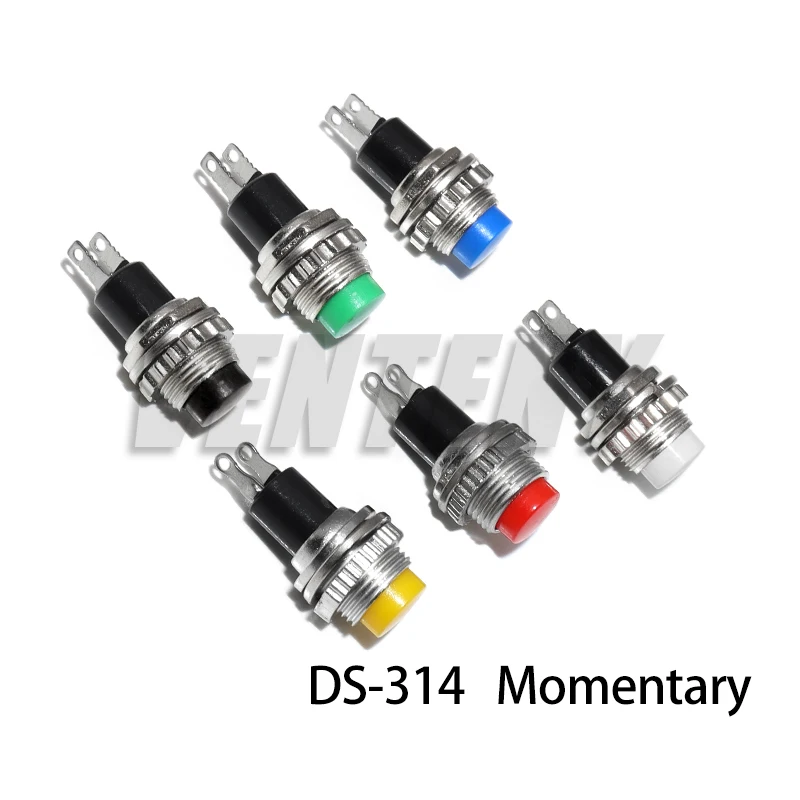 6PCS DS-314 DS-316 Panel Mount 10mm Momentary OFF-(ON) Push Button Switch Upper Screw Thread DS314 DS316 Momentary
