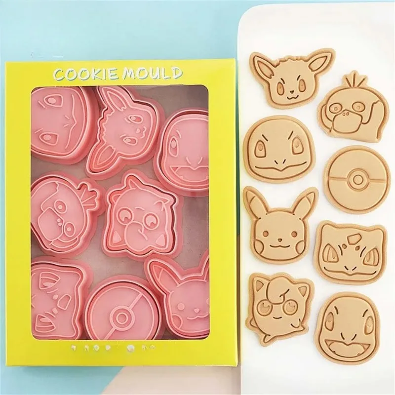 8pcs Anime Cookies Mould 3D Diy Mold Kitchen Tools Cute Monster Anime Figure Baking Supplies Suitable for Cake Ice Cube Making