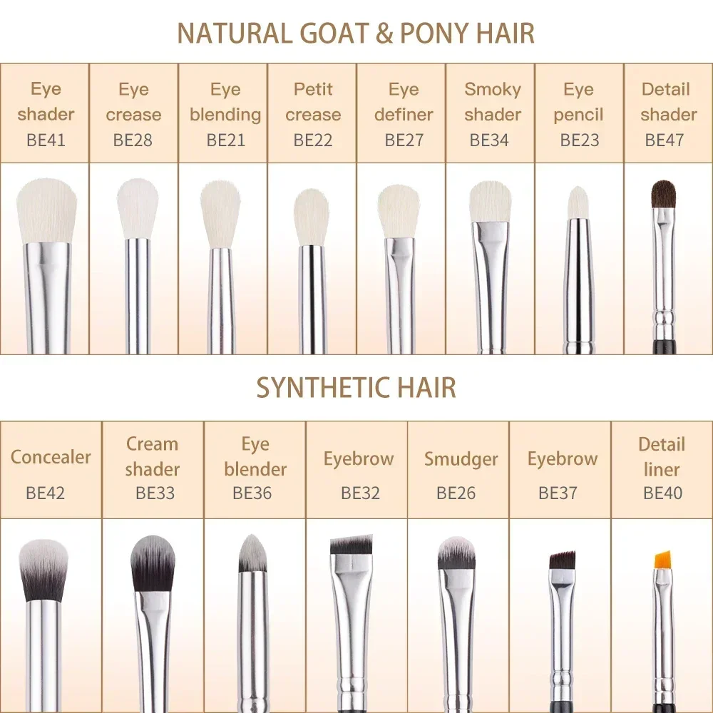 أسود 1/3 قطعة فرش ماكياج الشعر الاصطناعية الطبيعية عينيه مزج كحل فرشاة للمكياج مجموعة فرشاة للمكياج مجموعة #6