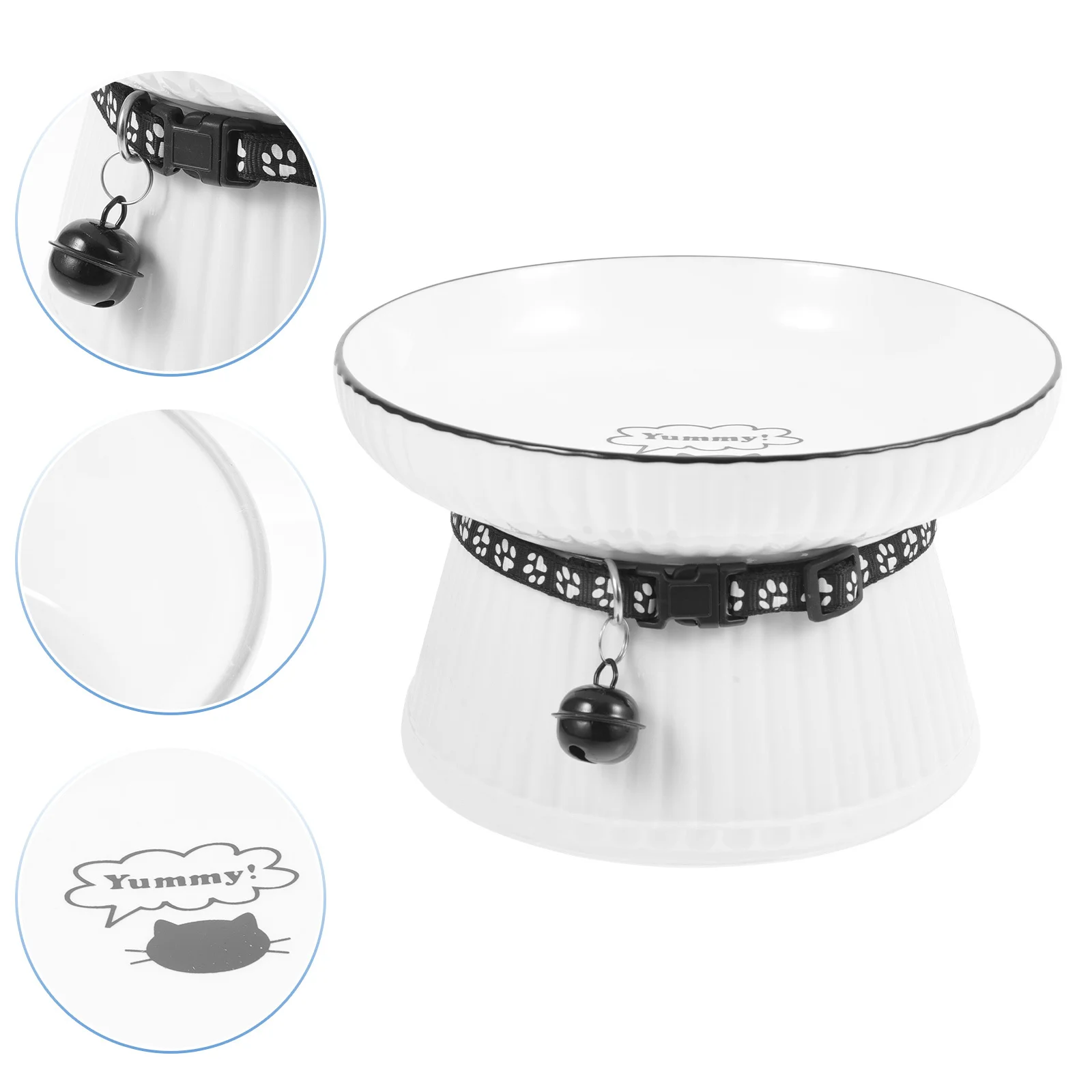 

Ceramic Cat Bowl Elevated Feeder Unique Design Bite Resistant Pet Accessory Smooth Surface Easy Wash Contemporary Gift