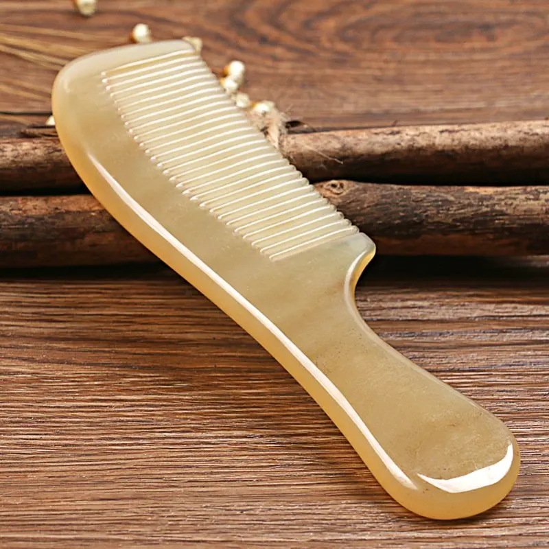 

Natural Bull Horn Comb Anti-Hair Loss Anti-Static Hair Care Smooth Hair Massage Comb Female Model Yellow Bull Horn Comb
