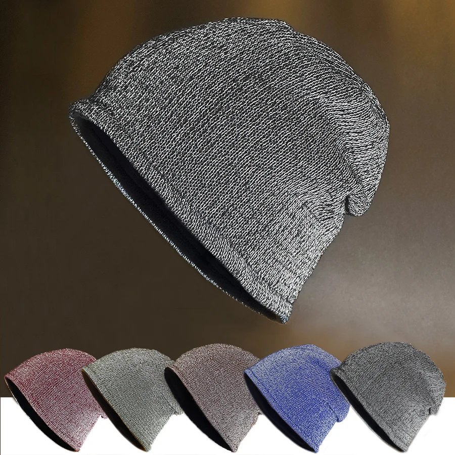 New Fashion Night Reflective Hat Autumn Winter Beanies Men Women Sport Outdoor Fleece Lined Knitted Hats Warm Cap With Unisex