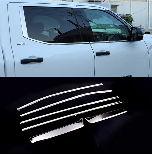 

For Toyota Tundra 2022 2023 Bright silver Car Window Pillar Strip Cover Trim Stainless Steel Center Pillars Sticker Accessories