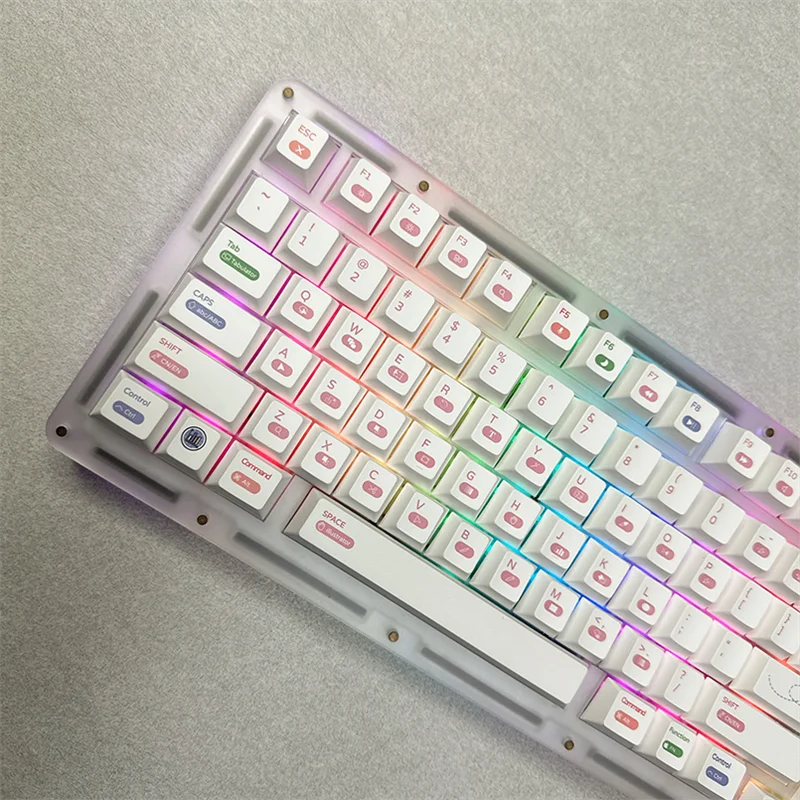 Keycap PBT personalizado para teclado mecânico, Anime Keycaps, Tema PS, Designer, Branco, Mínimo, Perfil Cereja, Mx