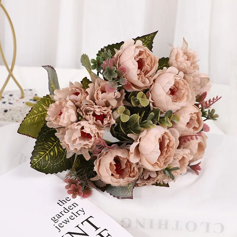 Künstliche Ronghua Pfingstrose Simulation Blume nach Hause Hochzeit gefälschte Blumen bündel Engineering Gartenbau Dekoration – Detail 10