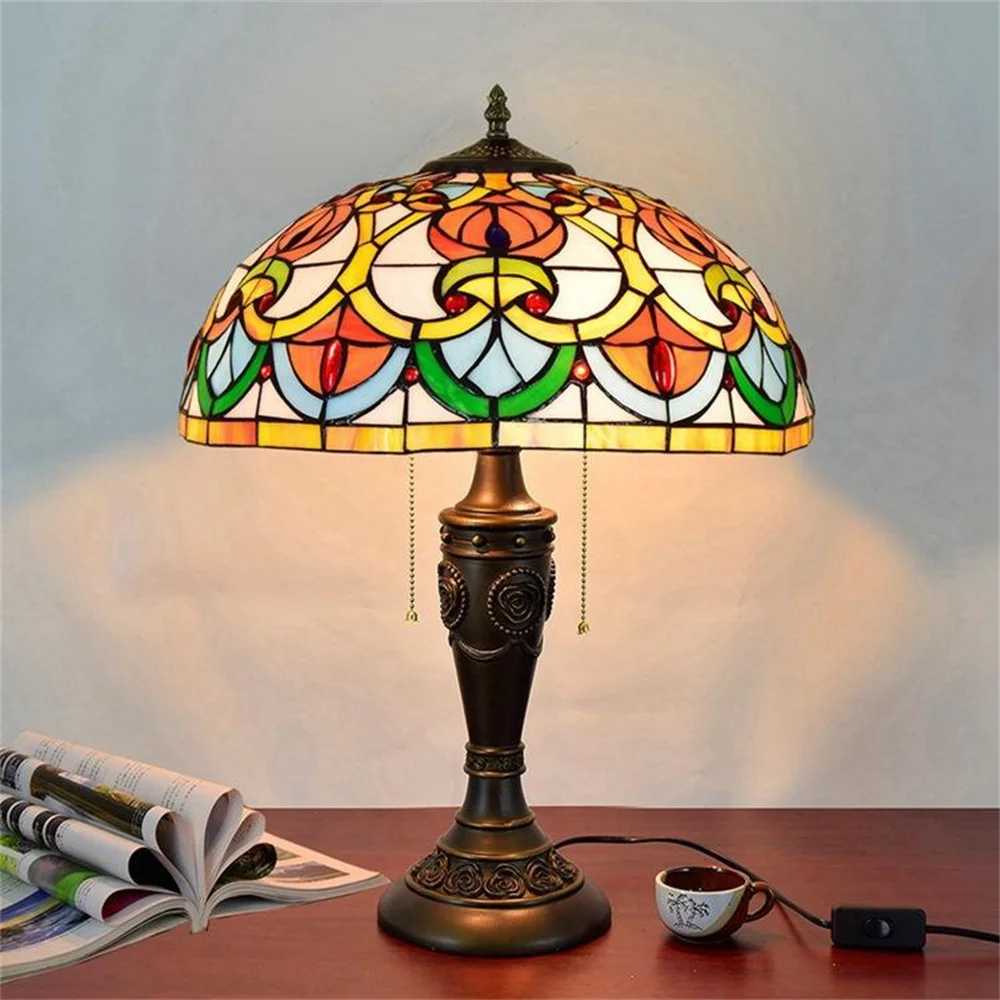 

FUMAT Modern Style New Design 16 Inch Tiffany Table Lamp New Decorative Stained Glass Lampshade Tiffany Table Lamp