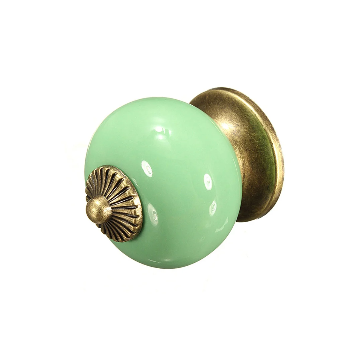 

5pcs Ceramic Pull Knob Green Round Drawer Handle Durable Hard Ceramic Cupboard Cabinet Door Knobs Fastening Screw Included