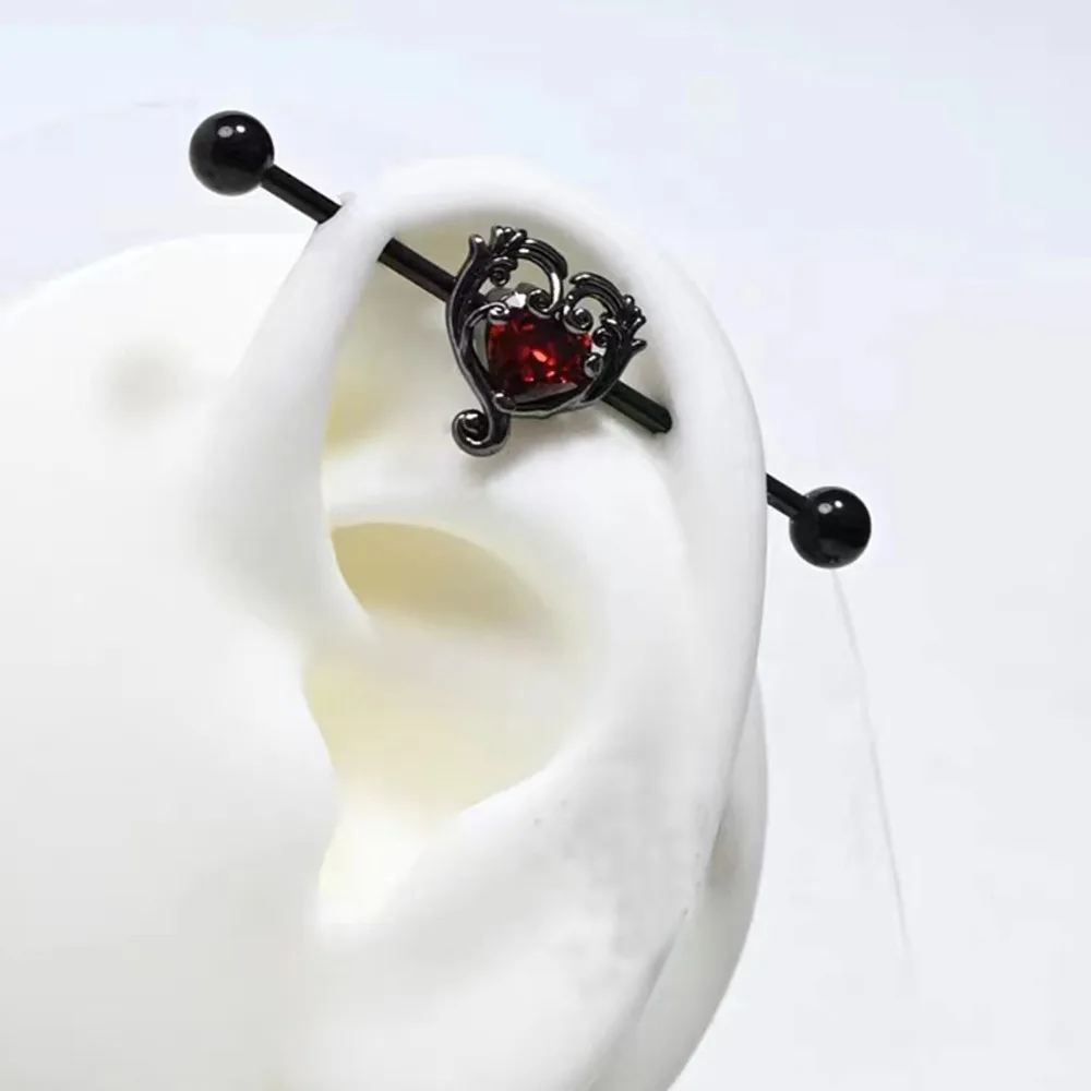 1PC Baroque Industrial Piercing Barbell Gothic Dark Industrial Scaffold Ear Piercing CZ Dangle Body Jewelry